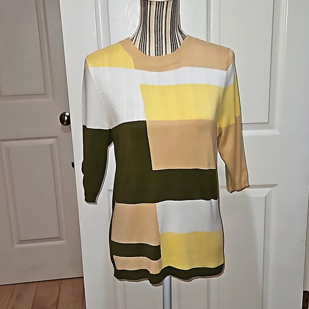Carol Rose Women Colorblock Light Knit Sweater Top Size M